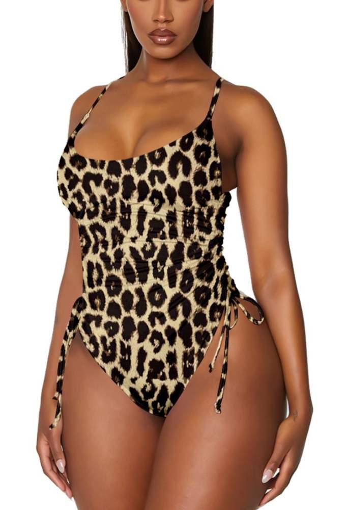 Womens High Cut Ruched One Piece Monokini