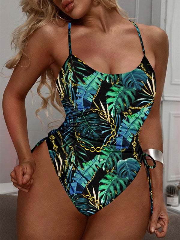 Womens High Cut Ruched One Piece Monokini