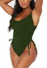 Womens High Cut Ruched One Piece Monokini