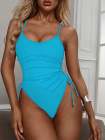 Womens High Cut Ruched One Piece Monokini