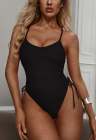 Womens High Cut Ruched One Piece Monokini