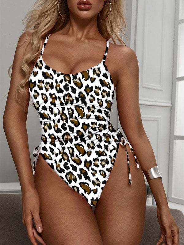Womens High Cut Ruched One Piece Monokini