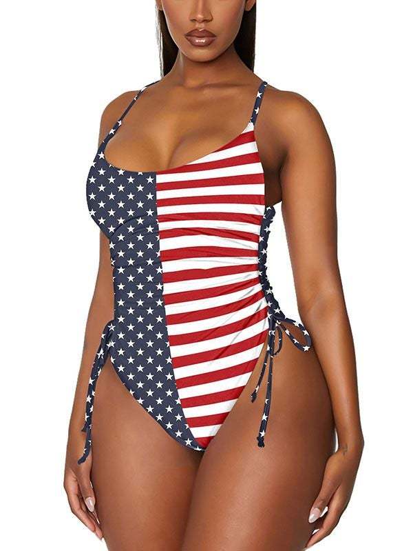 Womens High Cut Ruched One Piece Monokini
