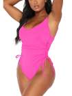 Womens High Cut Ruched One Piece Monokini