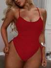 Womens High Cut Ruched One Piece Monokini