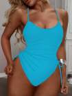 Womens High Cut Ruched One Piece Monokini