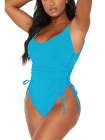 Womens High Cut Ruched One Piece Monokini