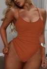 Womens High Cut Ruched One Piece Monokini