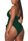 Womens High Cut Ruched One Piece Monokini