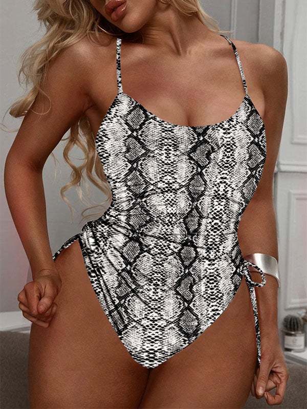 Womens High Cut Ruched One Piece Monokini