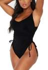 Womens High Cut Ruched One Piece Monokini