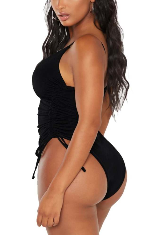 Womens High Cut Ruched One Piece Monokini