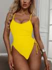 Womens High Cut Ruched One Piece Monokini