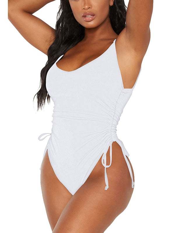 Womens High Cut Ruched One Piece Monokini