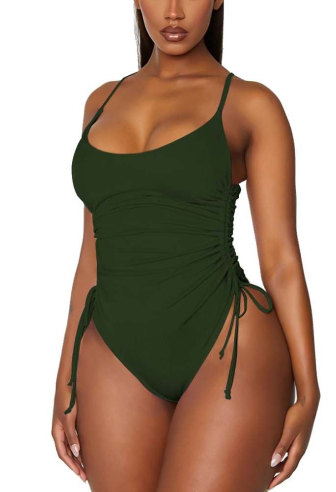 Womens High Cut Ruched One Piece Monokini