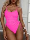 Womens High Cut Ruched One Piece Monokini