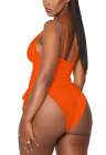 Womens High Cut Ruched One Piece Monokini