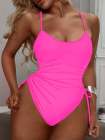 Womens High Cut Ruched One Piece Monokini