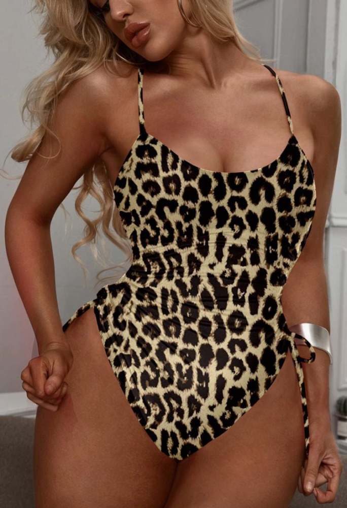 Womens High Cut Ruched One Piece Monokini