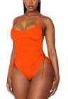 Womens High Cut Ruched One Piece Monokini
