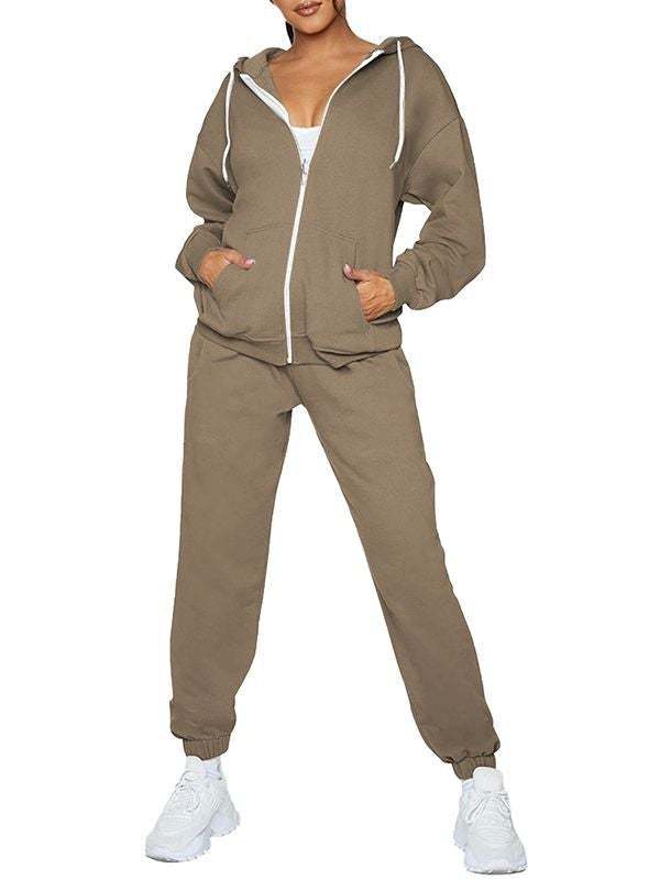 Sports Zipper Sweatpants Jogger Sweatpants Two Piece Outfits for Women