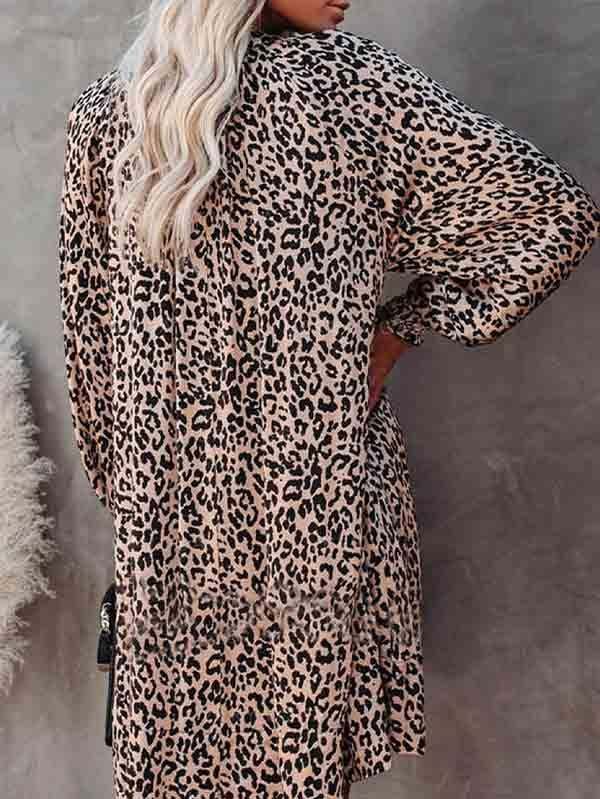 Floral V Neck Long Sleeve Mini Swing Dress