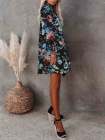 Floral V Neck Long Sleeve Mini Swing Dress