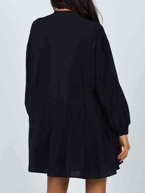 Floral V Neck Long Sleeve Mini Swing Dress