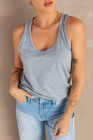 Scoop Neck Basic Solid Tank Top for Women