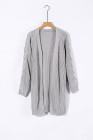 Open Front Cable Knit Long Cardigan for Women