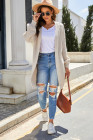 Open Front Cable Knit Long Cardigan for Women