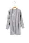 Open Front Cable Knit Long Cardigan for Women