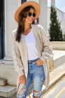 Open Front Cable Knit Long Cardigan for Women