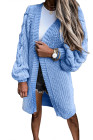 Open Front Cable Knit Long Cardigan for Women