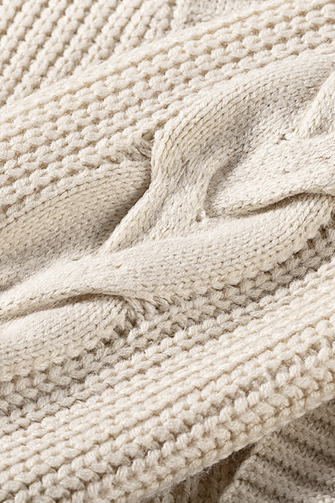 Open Front Cable Knit Long Cardigan for Women