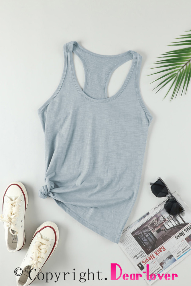 Scoop Neck Basic Solid Tank Top for Women