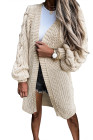 Open Front Cable Knit Long Cardigan for Women
