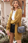 Open Front Cable Knit Long Cardigan for Women