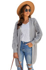 Open Front Cable Knit Long Cardigan for Women