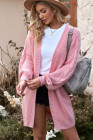 Open Front Cable Knit Long Cardigan for Women