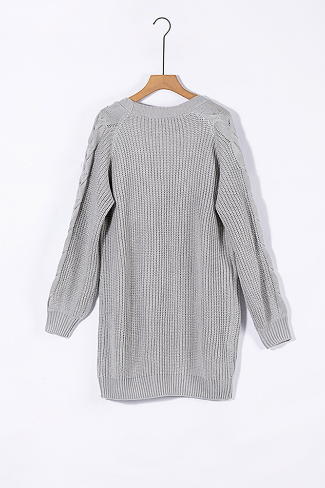 Open Front Cable Knit Long Cardigan for Women