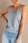 Scoop Neck Basic Solid Tank Top for Women
