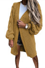 Open Front Cable Knit Long Cardigan for Women