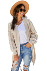 Open Front Cable Knit Long Cardigan for Women