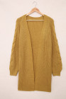 Open Front Cable Knit Long Cardigan for Women