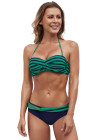 Halter Bandeau Striped Bikini Set for Women