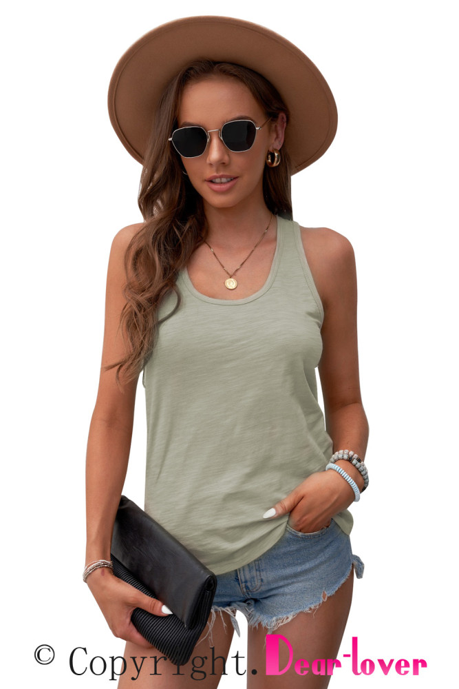 Scoop Neck Basic Solid Tank Top for Women