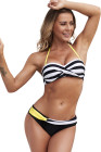 Halter Bandeau Striped Bikini Set for Women