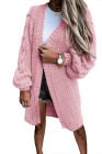 Open Front Cable Knit Long Cardigan for Women