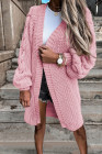 Open Front Cable Knit Long Cardigan for Women